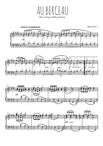 Téléchargez l'arrangement pour piano de la partition de Au berceau en PDF
